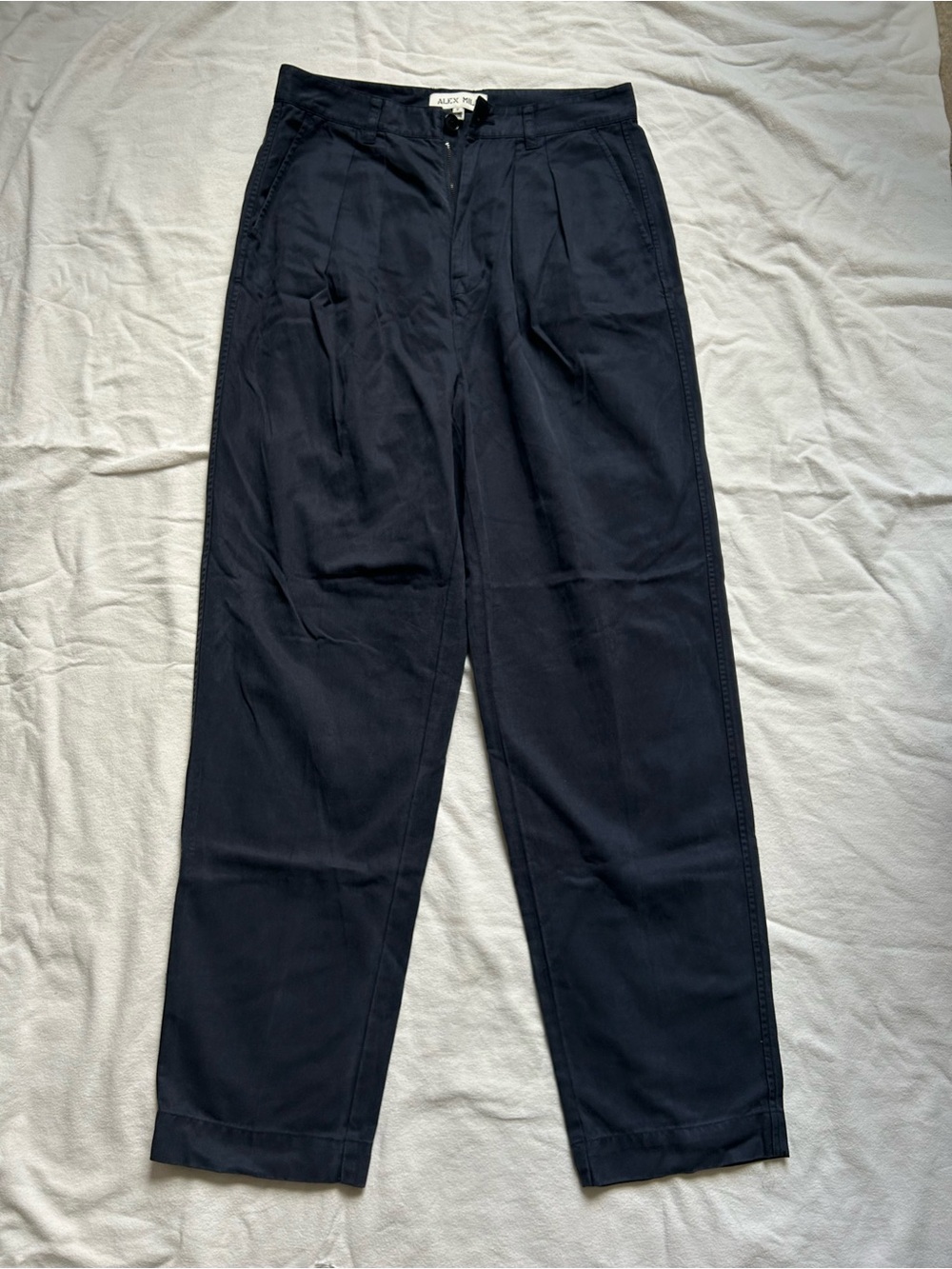 Alex Mill Navy Pleated Chinos